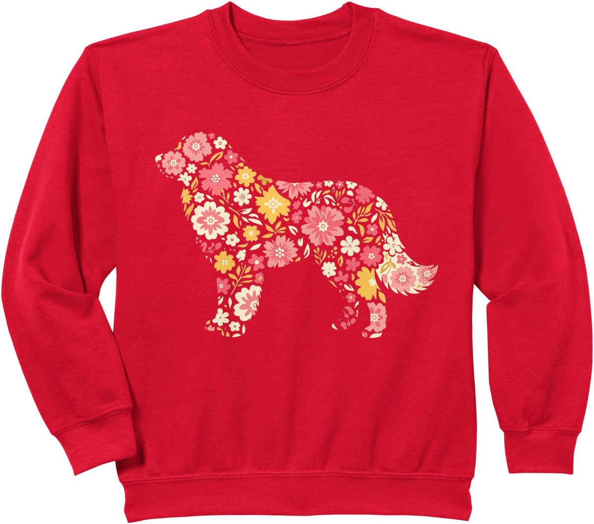 Great Pyrenees Floral Sweatshirt - Red