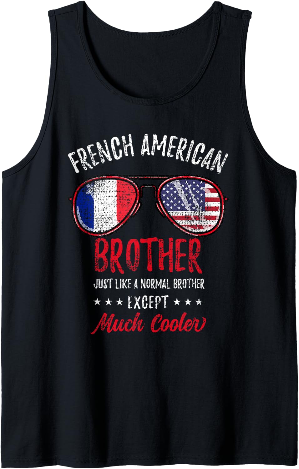 Men's Cool French American Brother Sunglasses French Roots Vintage Sleeveless Tank Top - Black