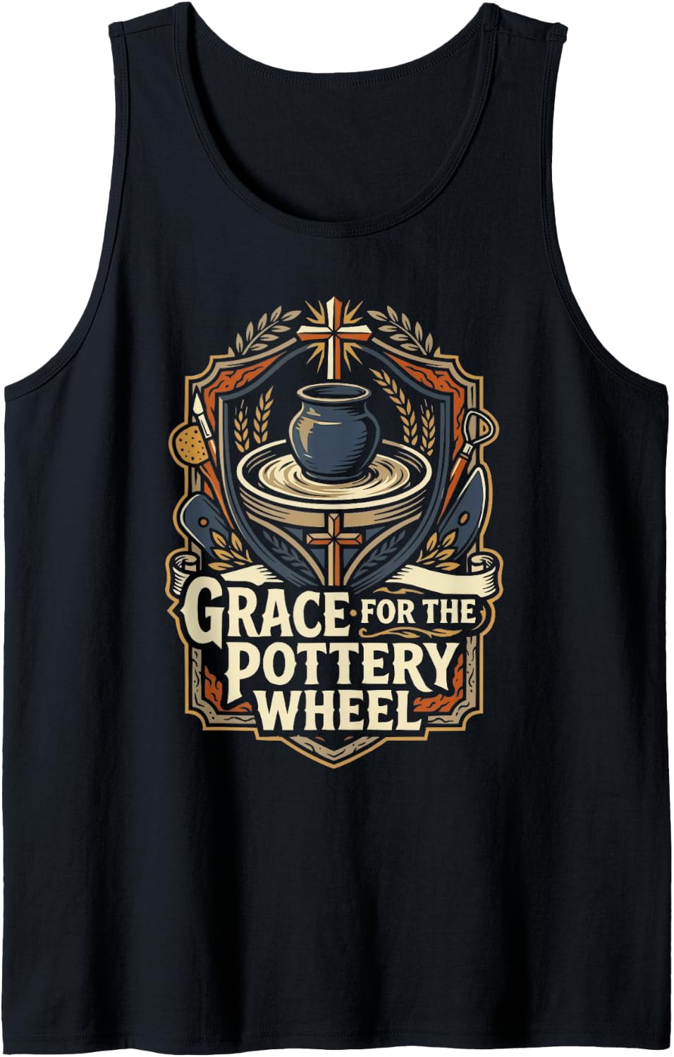 Men's Christian Potter Jesus Christ Clay Wheel Kiln Pottery Sleeveless Tank Top - Black