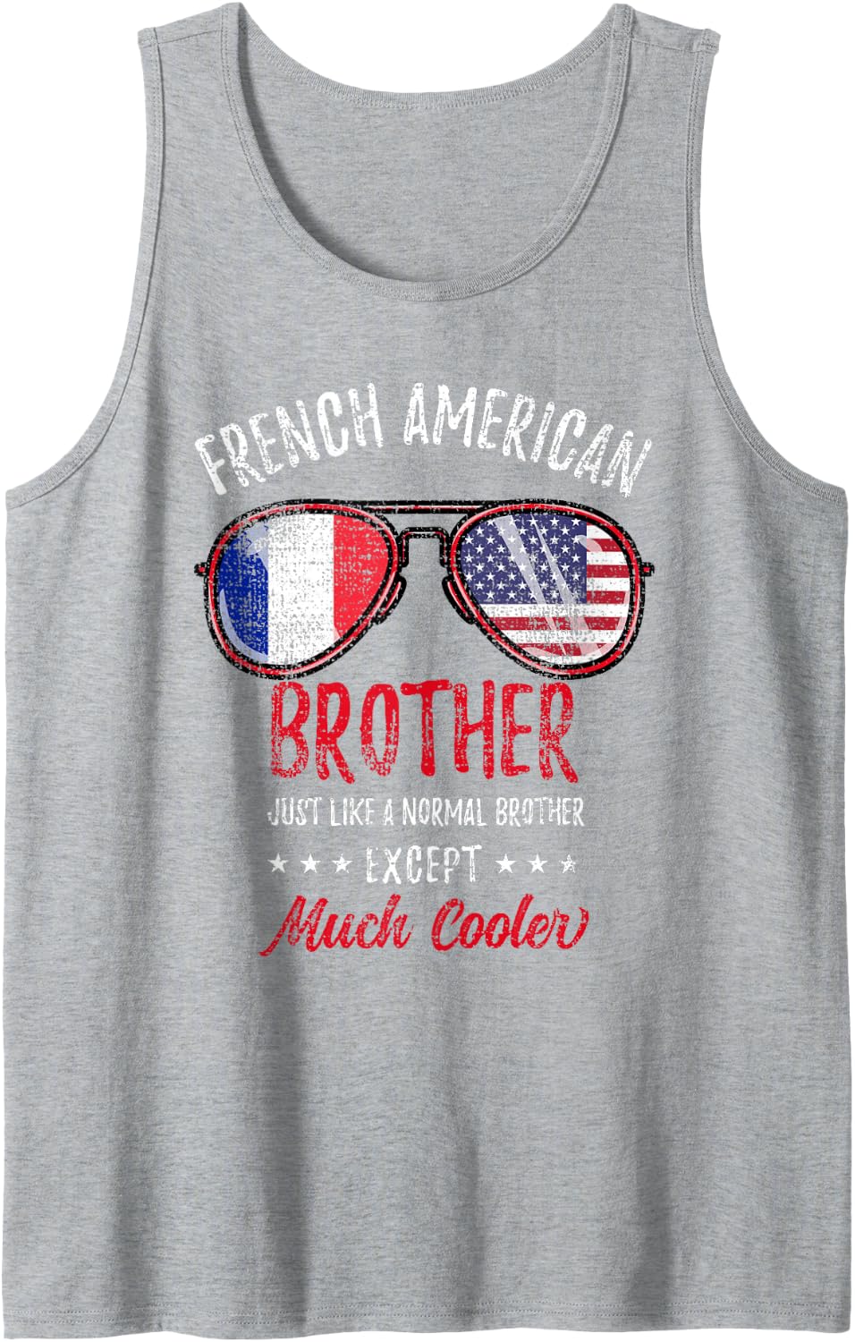 Men's Cool French American Brother Sunglasses French Roots Vintage Sleeveless Tank Top - Heather Grey