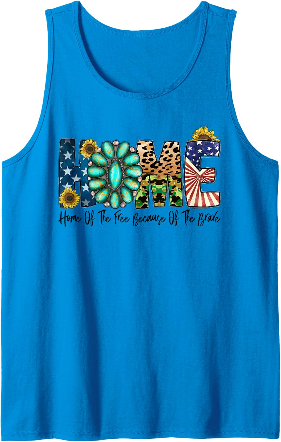 Home of The Free Because Brave Patriotic American Military Tank Top - Sapphire Blue