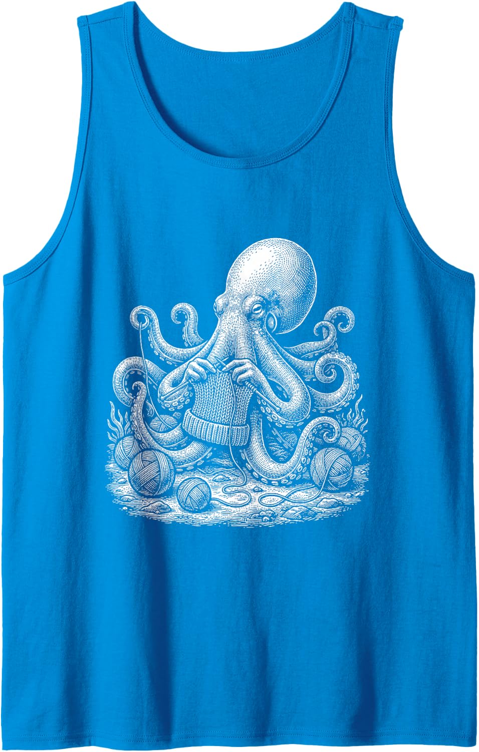 Crocheting Octopus - Crocheter Crochet Lover Needlework Sleeveless Tank Top - Sapphire Blue