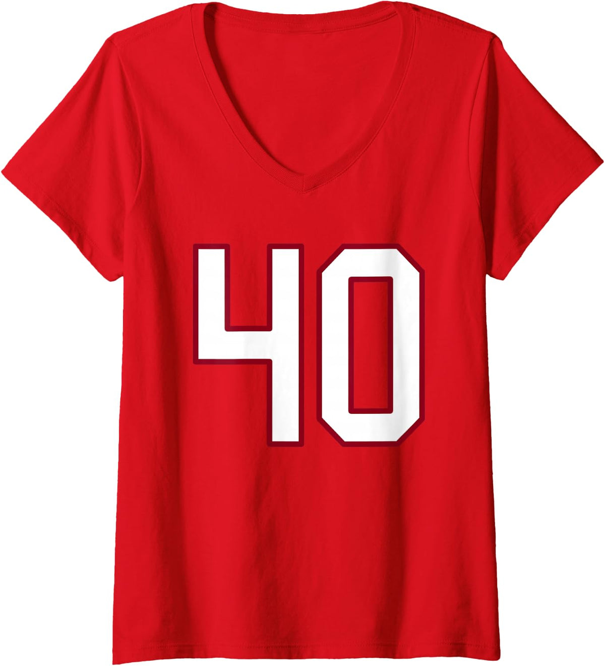 Women's Maroon and White Number 40 Jersey Player Uniform #40 V-Neck T-Shirt - Red