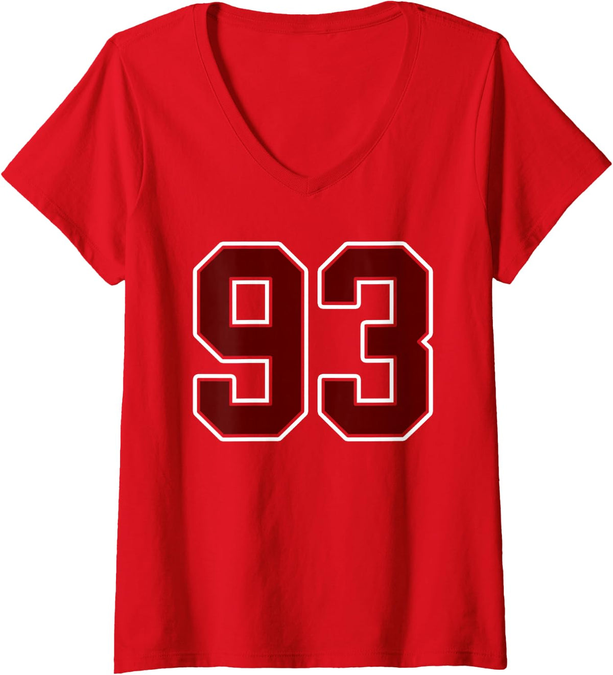 Women's Maroon and White Number 93 Jersey Player Uniform #93 Fan V-Neck T-Shirt - Red