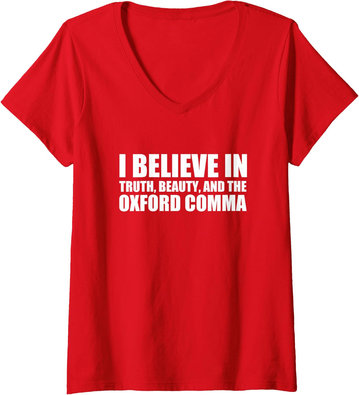 Women's Funny Oxford Comma Grammar Joke V-Neck T-Shirt - Red