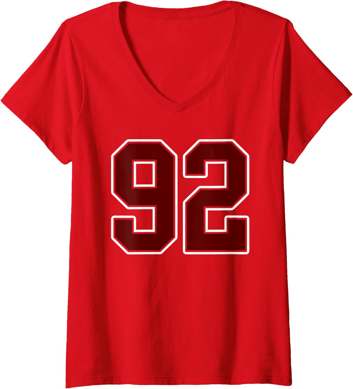 Women's Maroon and White Number 92 Jersey Player Uniform #92 Fan V-Neck T-Shirt - Red