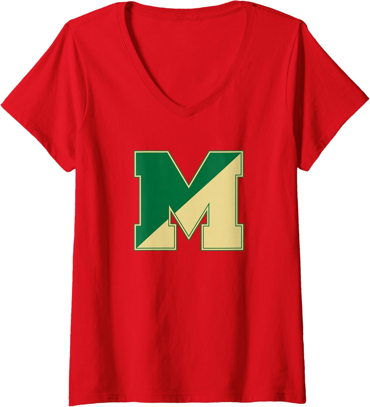 Women's Brick Township Memorial Mustangs V-Neck T-Shirt - Red