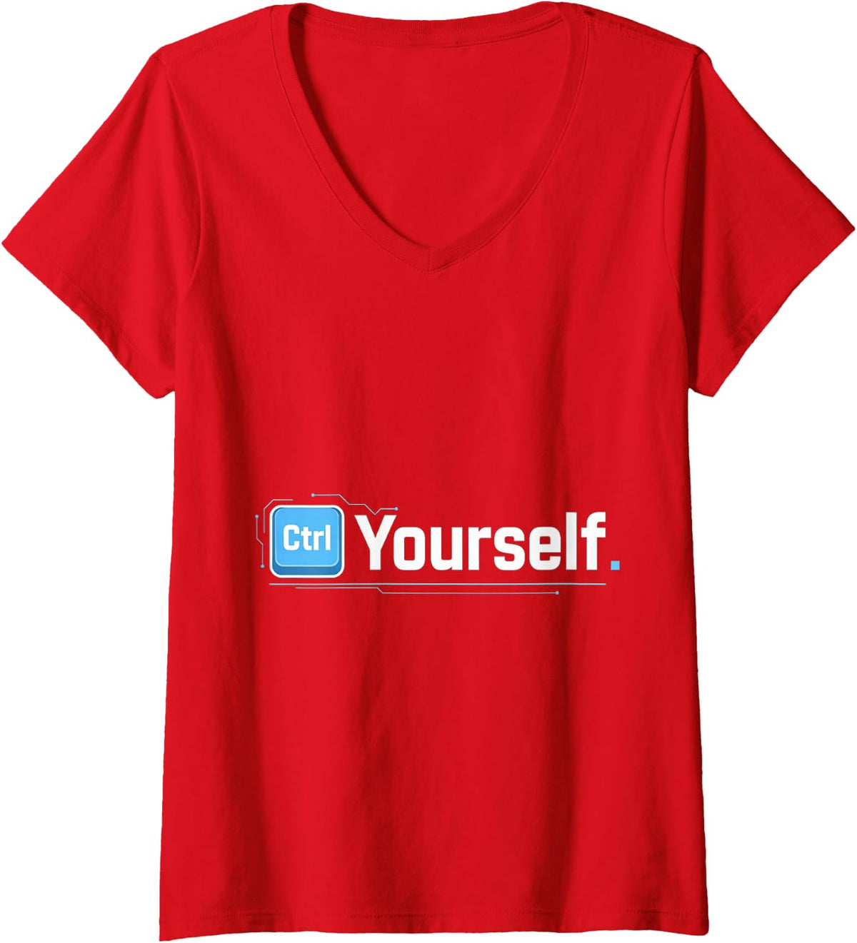 Women's Ctrl Yourself Coding Programmer Keyboard Jokes V-Neck T-Shirt - Red