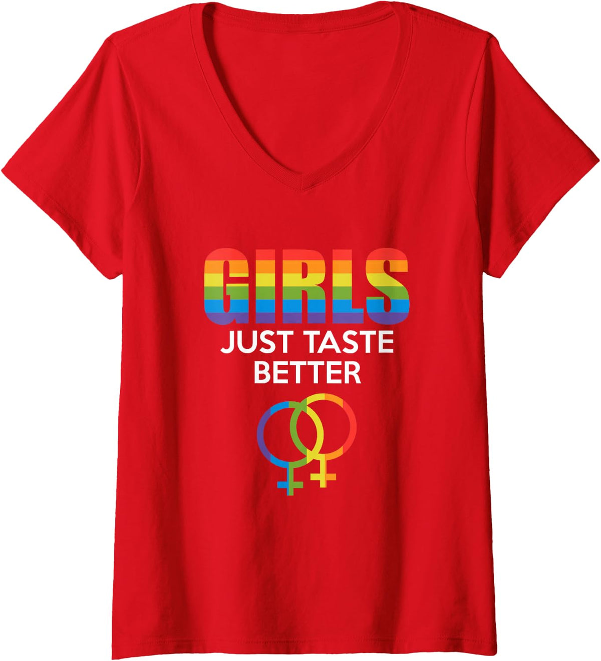 Womens Girls Just Taste Better LGBT V-Neck T-Shirt - Red