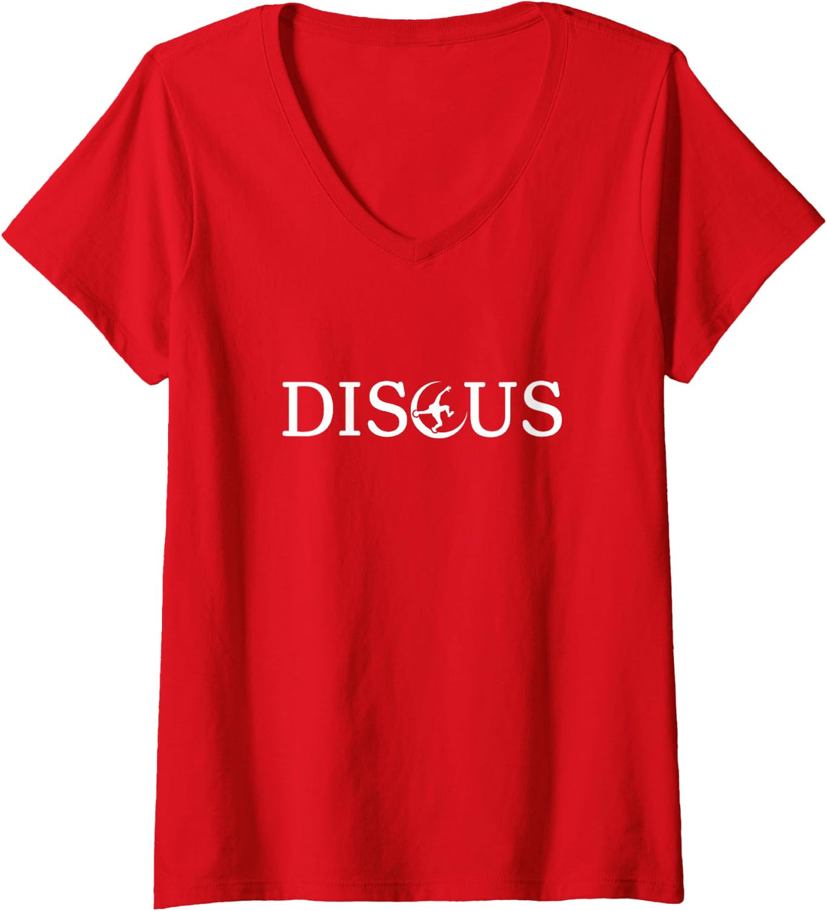 Women's Track and Field Discus Throwing Athlete V-Neck T-Shirt - Red