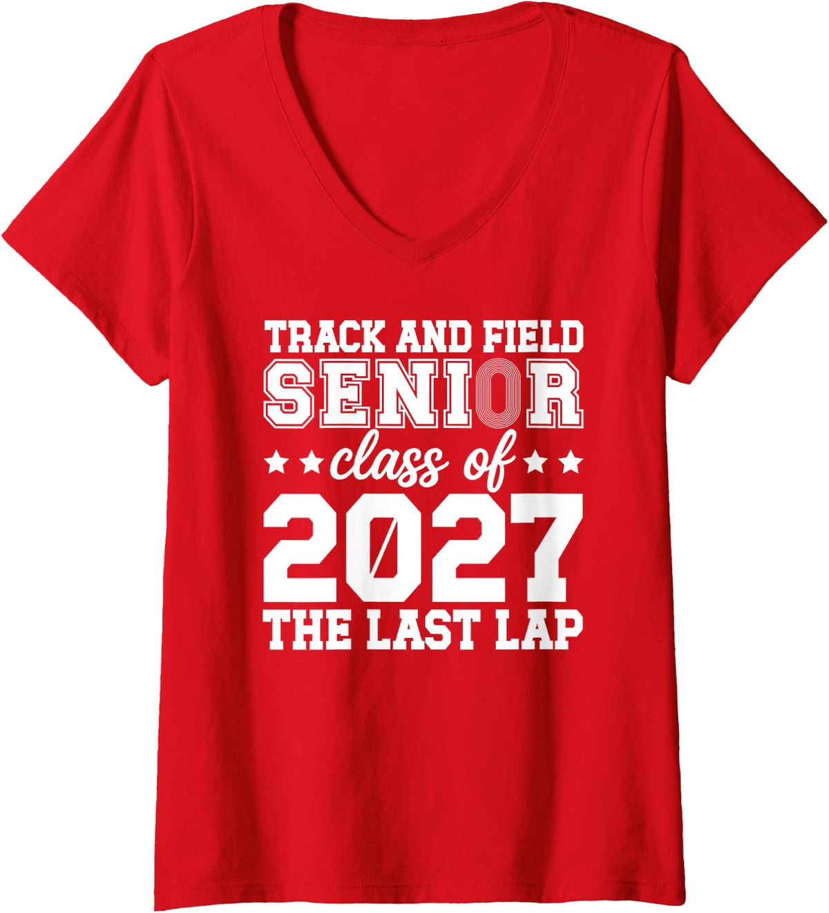 Women's Track and Field Senior 2027 Class of 2027 The Last Lap V-Neck T-Shirt - Red