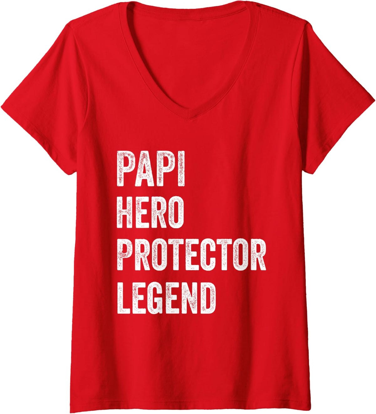 Women's Papi Hero Protector Legend Vintage Distressed Papi V-Neck T-Shirt - Red