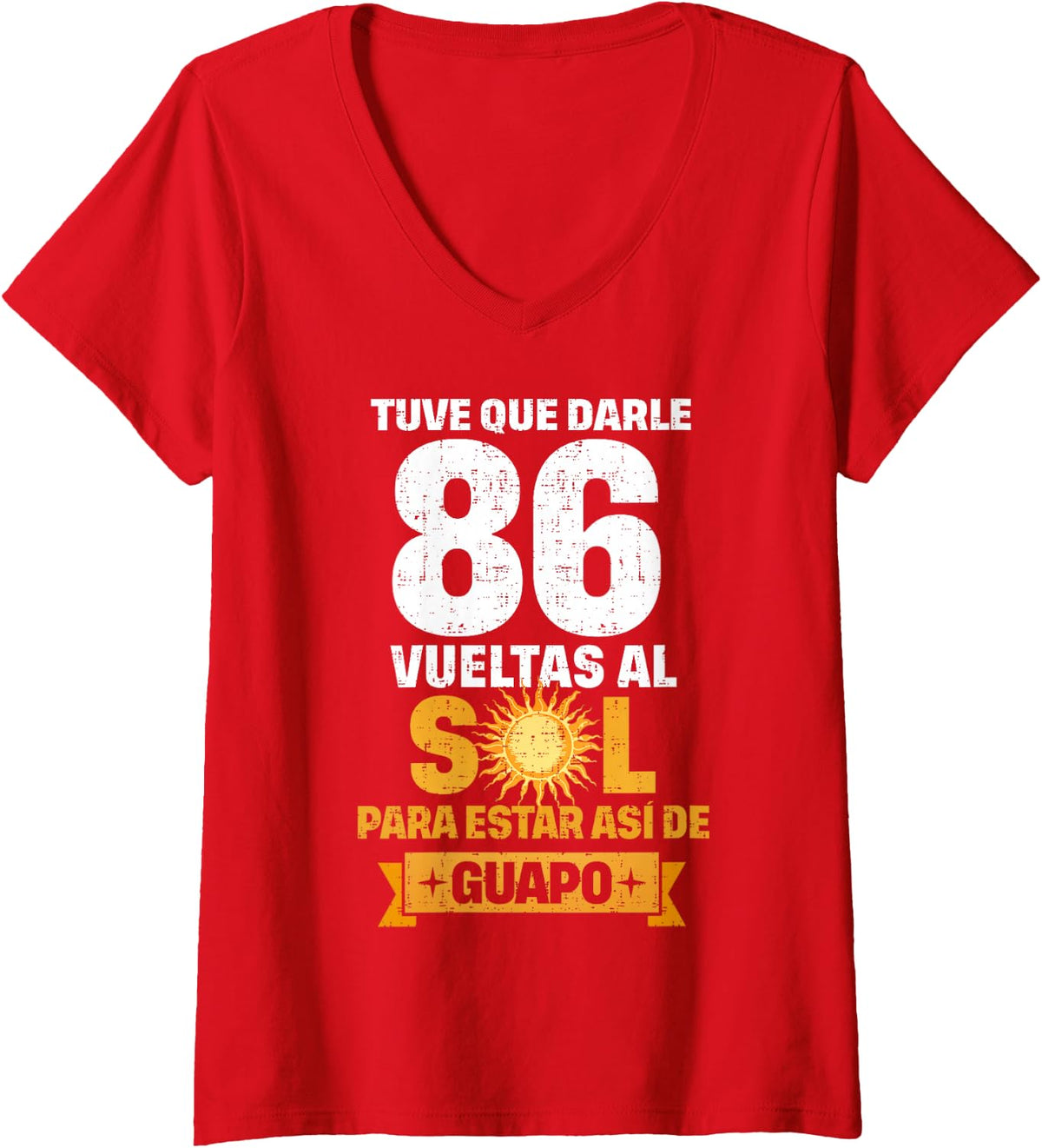 Women's 86th Birthday Gift for Men in Spanish Regalo cumpleanos 86 V-Neck T-Shirt - Red