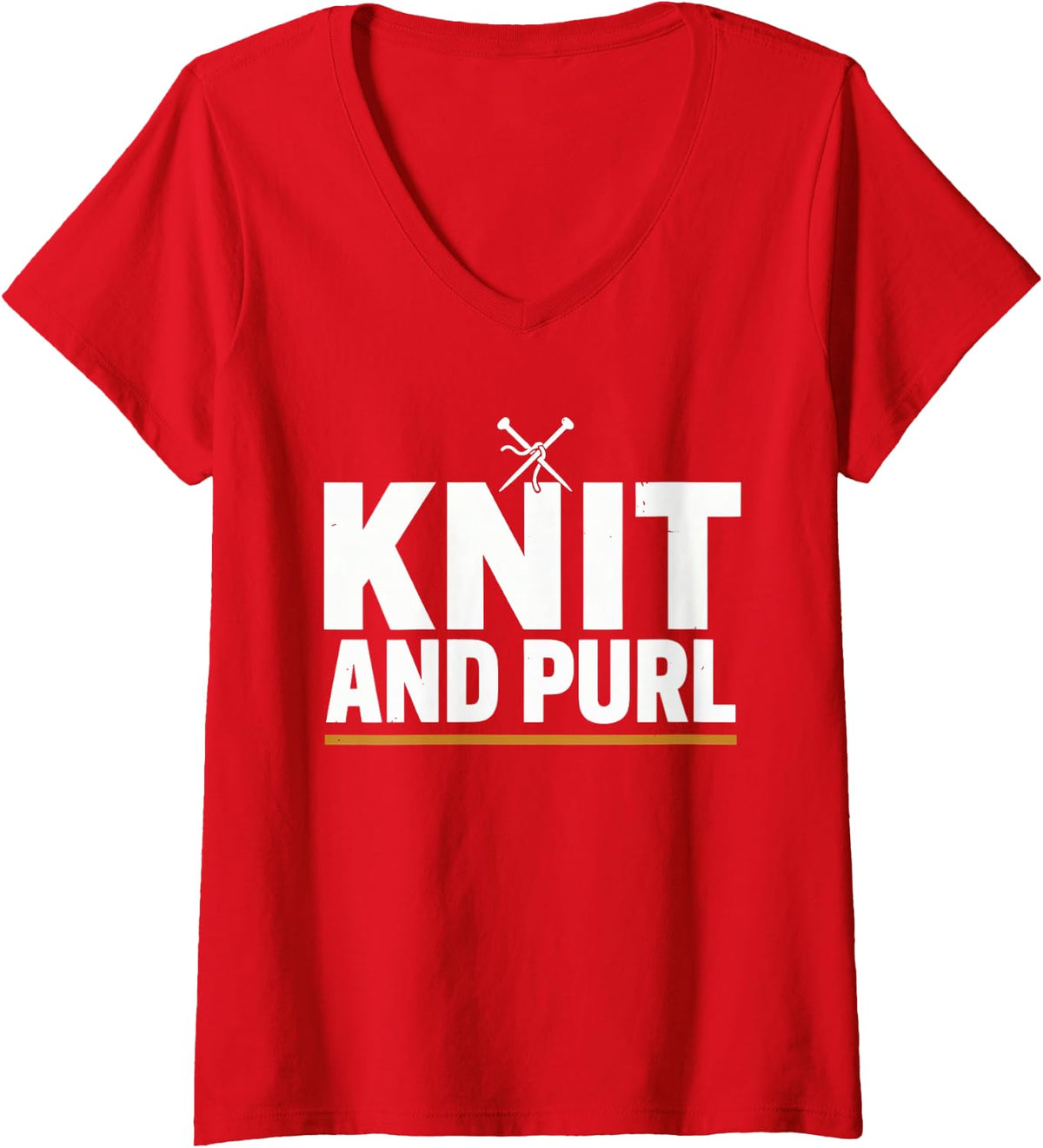 Women's Knitter Knitting V-Neck T-Shirt - Red