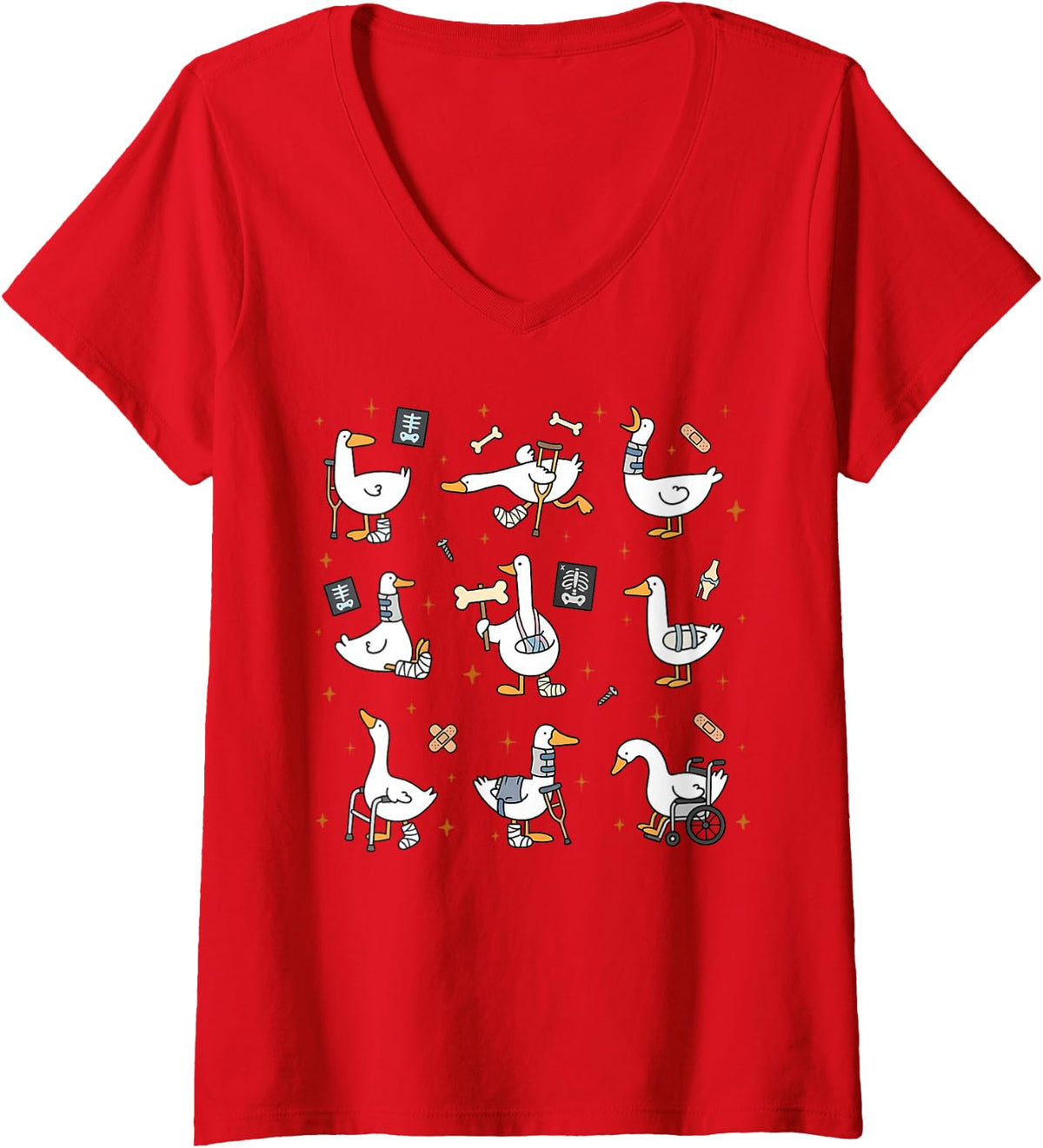 Women's Silly Goose Orthopedics Surgeon Orthopedic Ortho Nursing RN V-Neck T-Shirt - Red