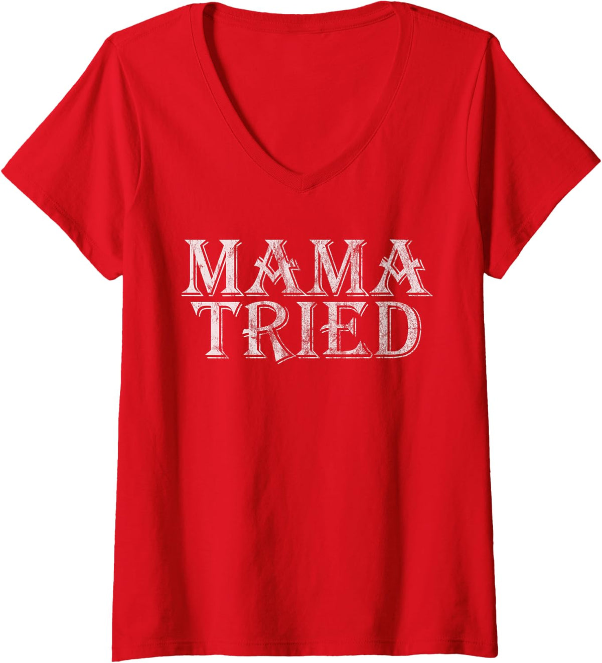 Women's Mama Tried Country Music Lyrics Redneck Retro Costume V-Neck T-Shirt - Red