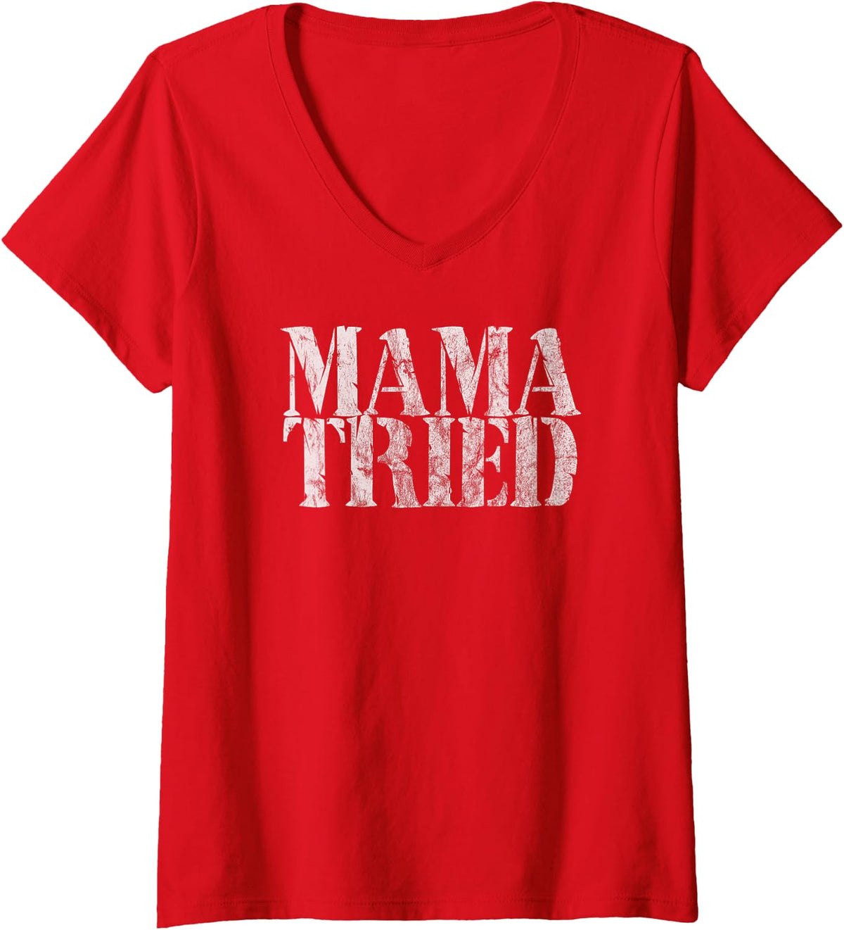Womens Mama Tried Country Music Lyrics Redneck Men Women Vintage V-Neck T-Shirt - Red