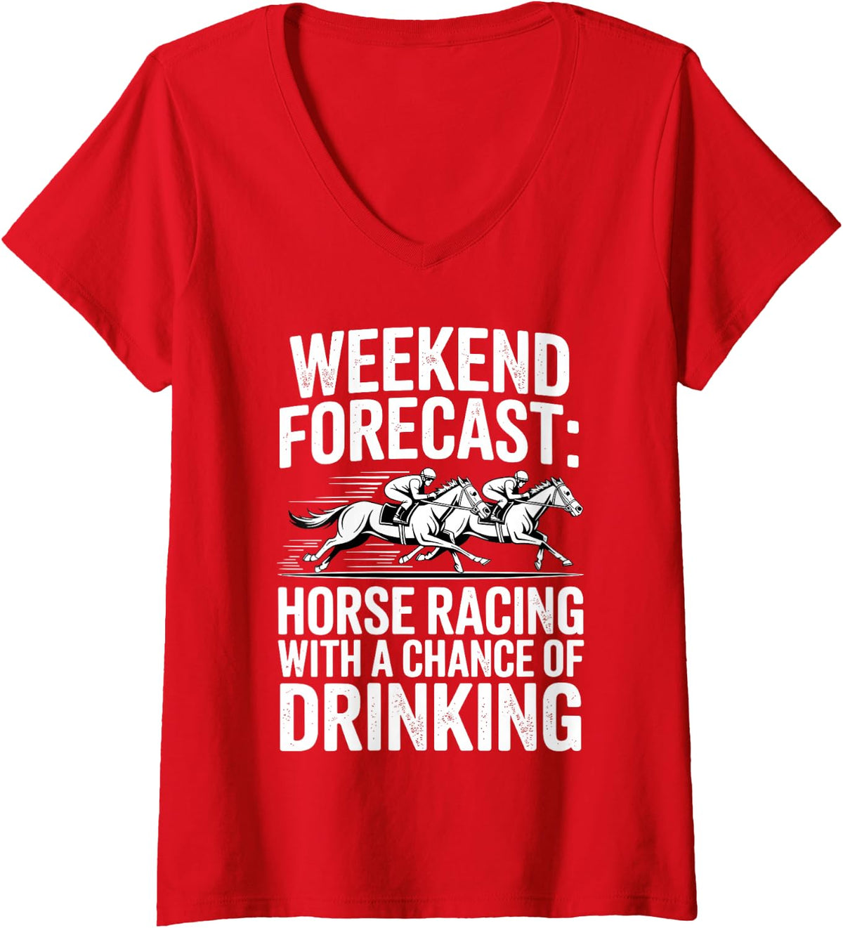 Women's Funny Horse Racing Design for Men Women Horse Racing Lovers V-Neck T-Shirt - Red