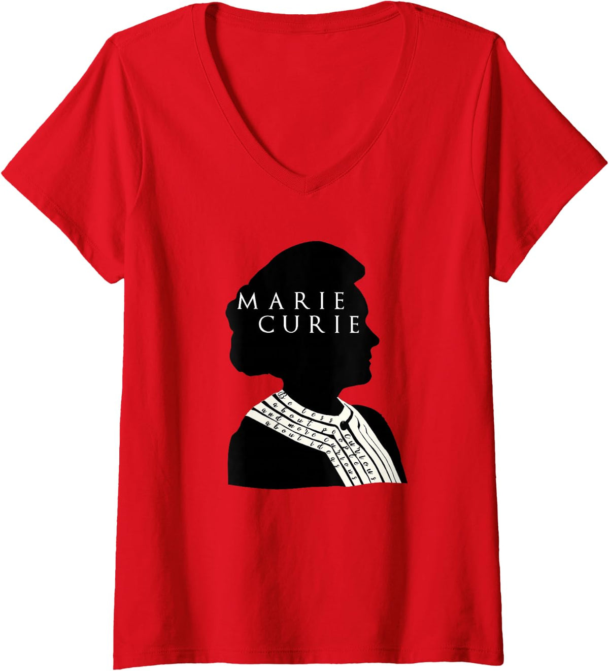 Women's Marie Curie Science Chemistry Beautiful V-Neck T-Shirt - Red
