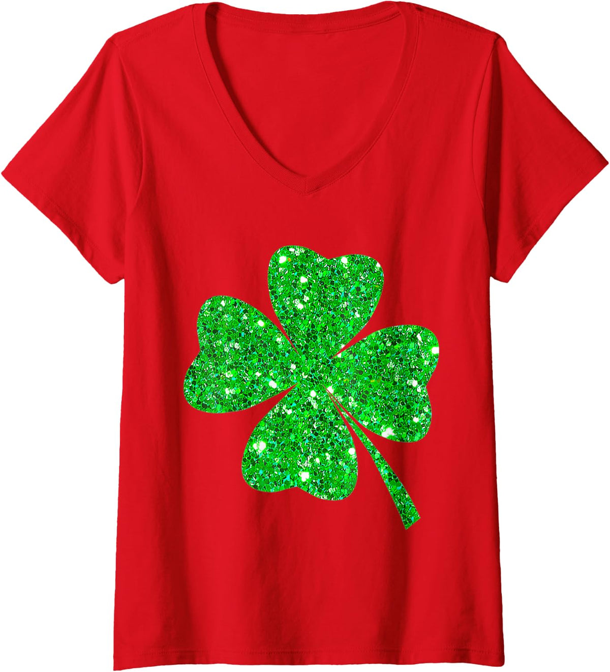 Women's Irish Shamrock Tie Dye Happy St Patrick's Day Go Lucky Gift V-Neck T-Shirt - Red
