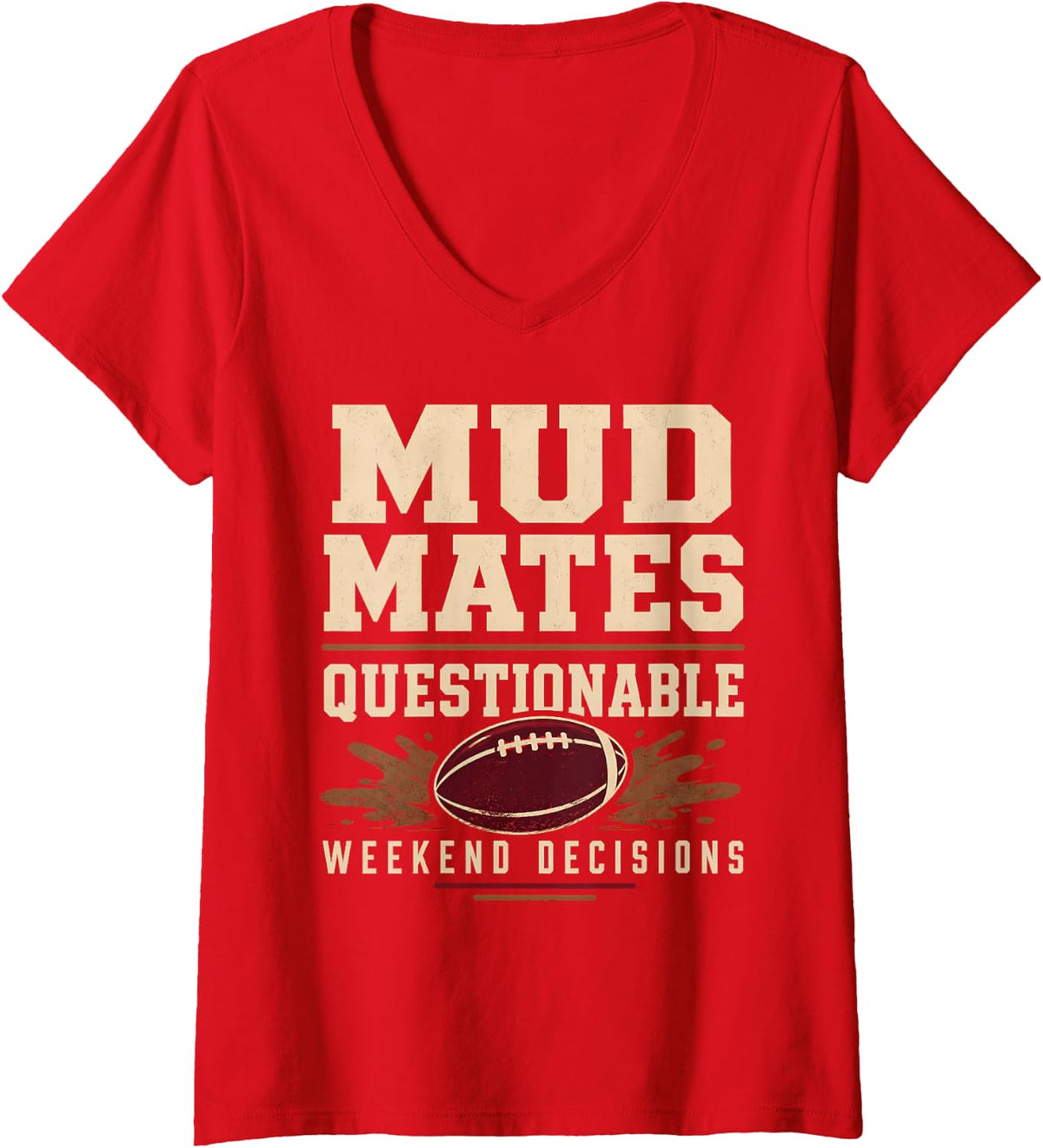 Women's Rugby Weekend Rugby Match Day Social Club Gift V-Neck T-Shirt - Red