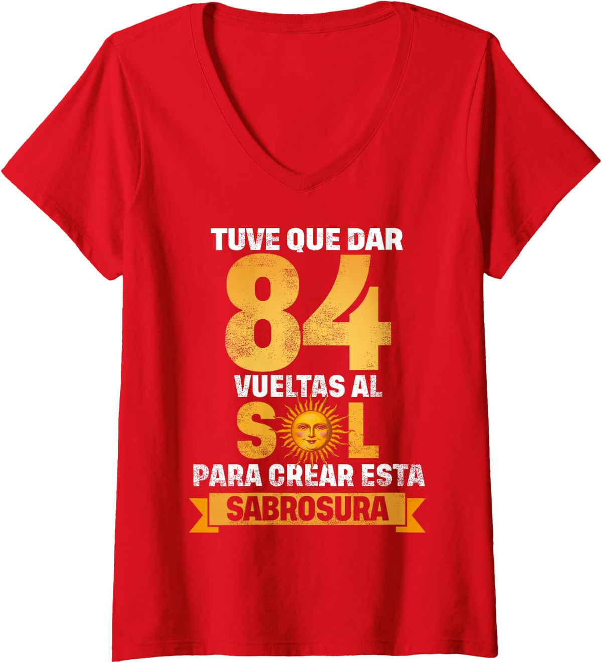 Women's 84th Birthday Gift for Men in Spanish Regalo cumpleanos 84 V-Neck T-Shirt - Red