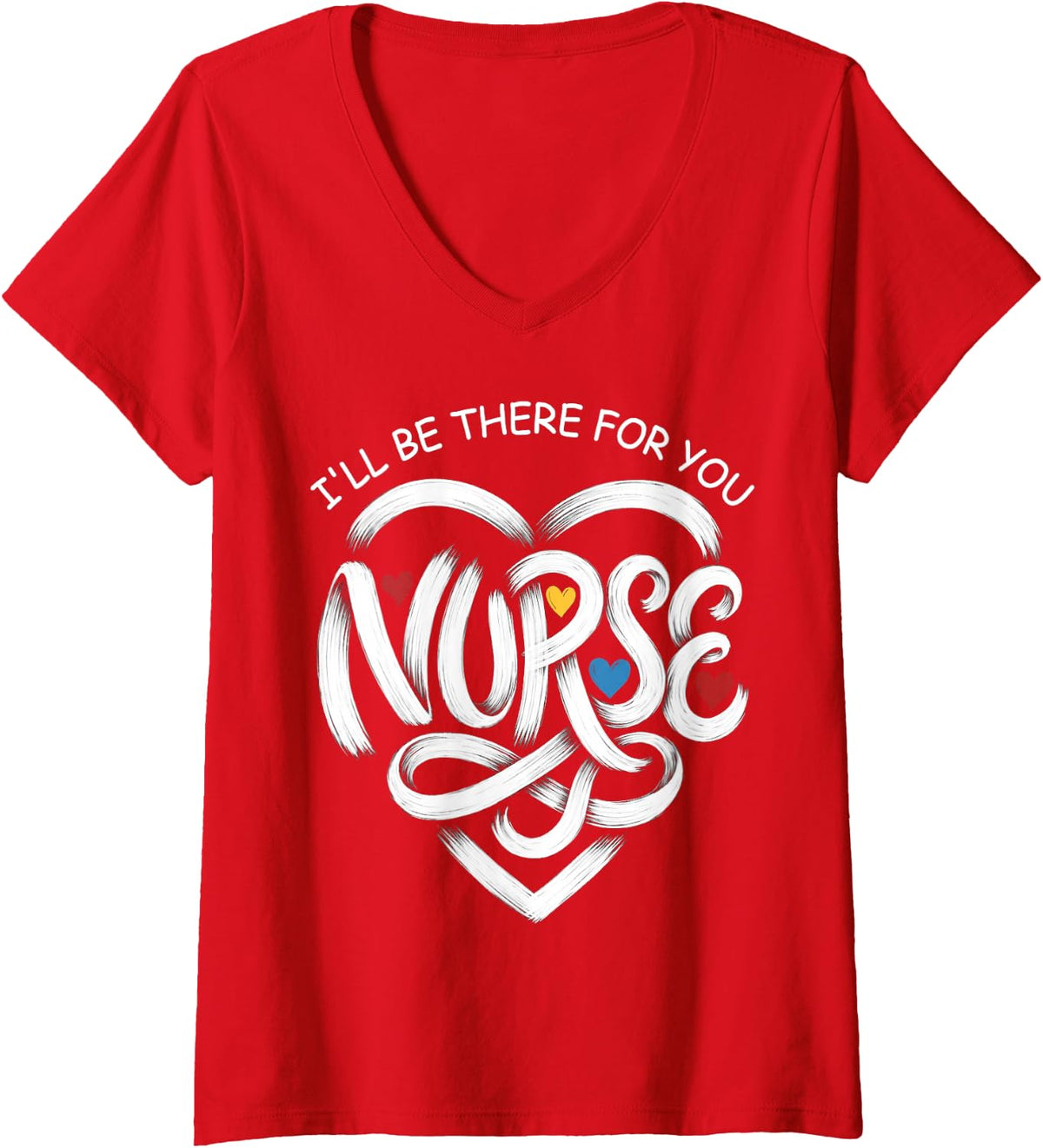 Women's Nurse Care with Heart Nursing Humor Hearts for Men Women V-Neck T-Shirt - Red