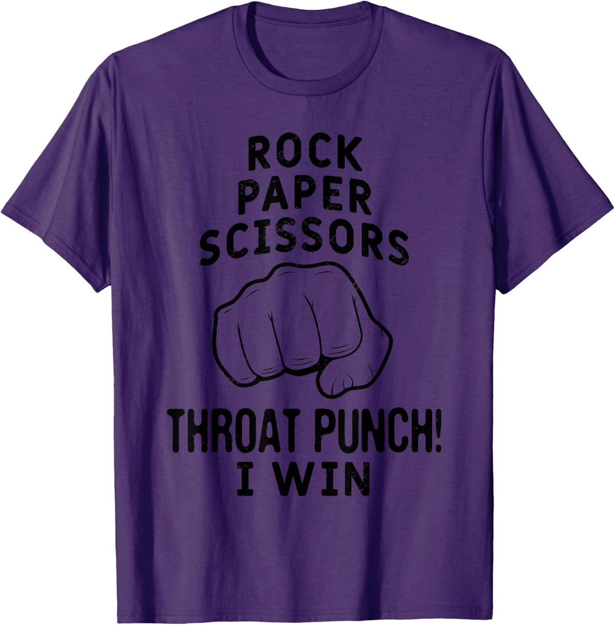 Funny Rock Paper Scissors Throat Punch! I win Gift T-Shirt - Purple