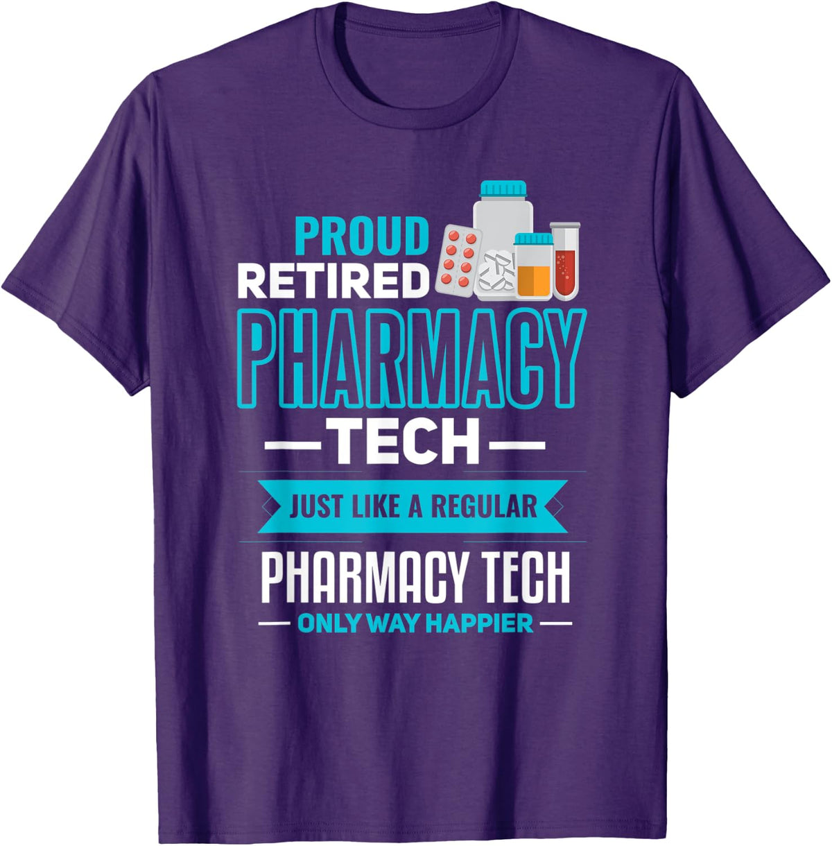 Pharmacy Tech Shirt for Retirement Funny Retired CPhT T-Shirt - Purple