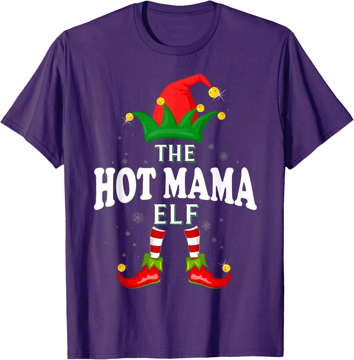 Xmas Hot mama Elf Family Matching Christmas Pajama T-Shirt - Purple