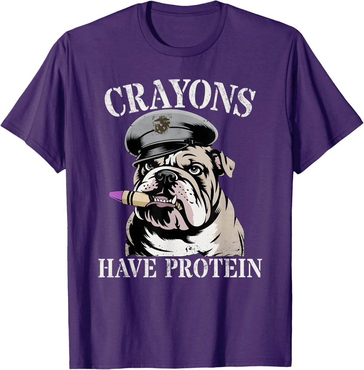 Cute Crayons Have Protein Military Son Dad Dog Jarhead Joke T-Shirt - Purple