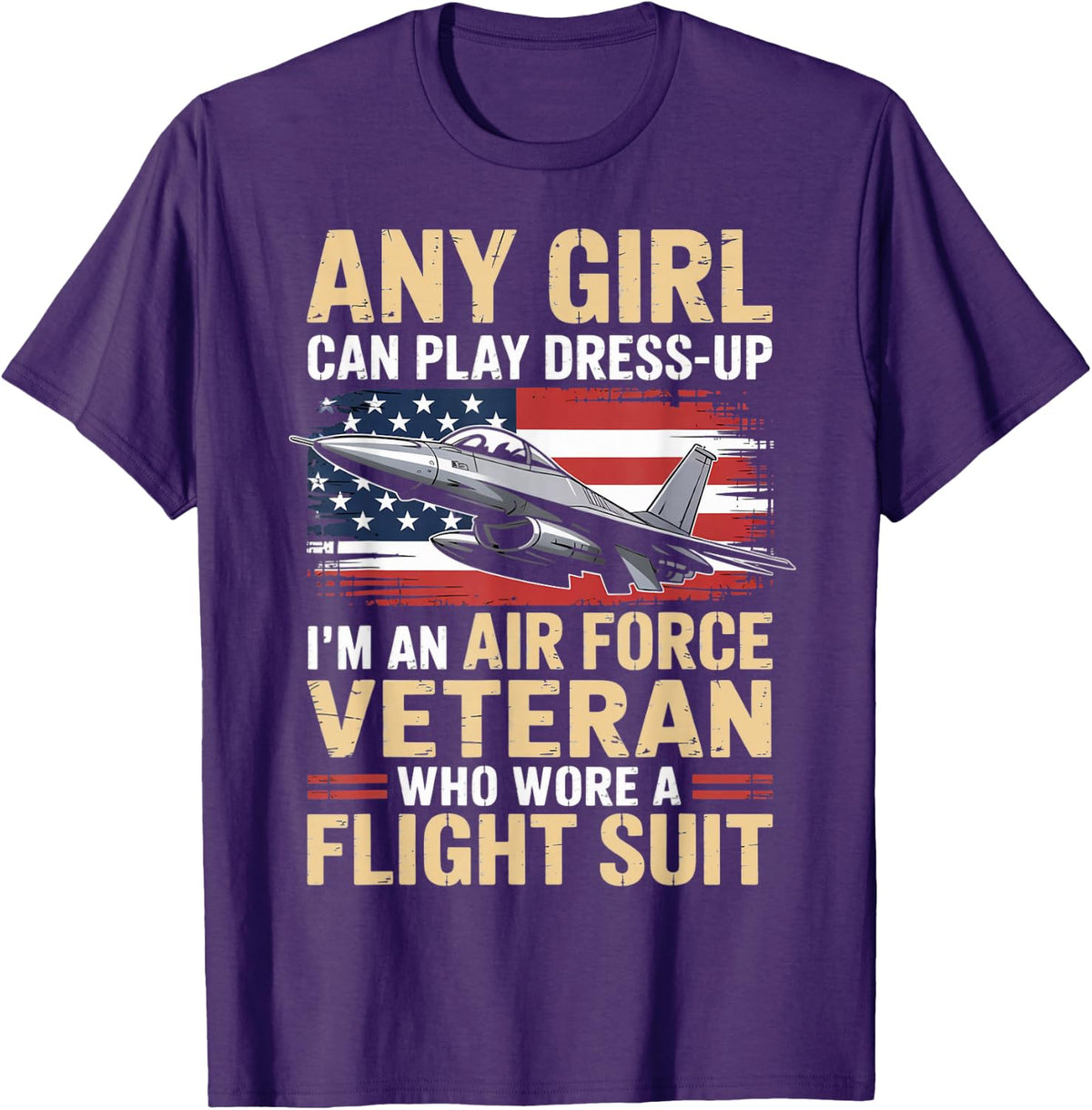 A Flight Suit American Patriotic Fighter Pilot Veteran T-Shirt - Purple
