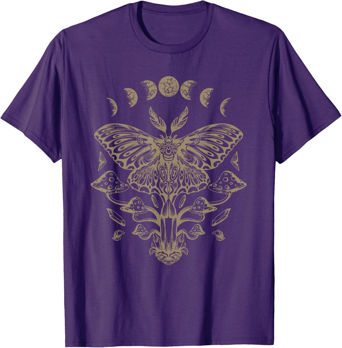 Butterfly Grunge Fairycore Aesthetic Luna Moth Mushrooms Y2K Tee T-Shirt - Purple