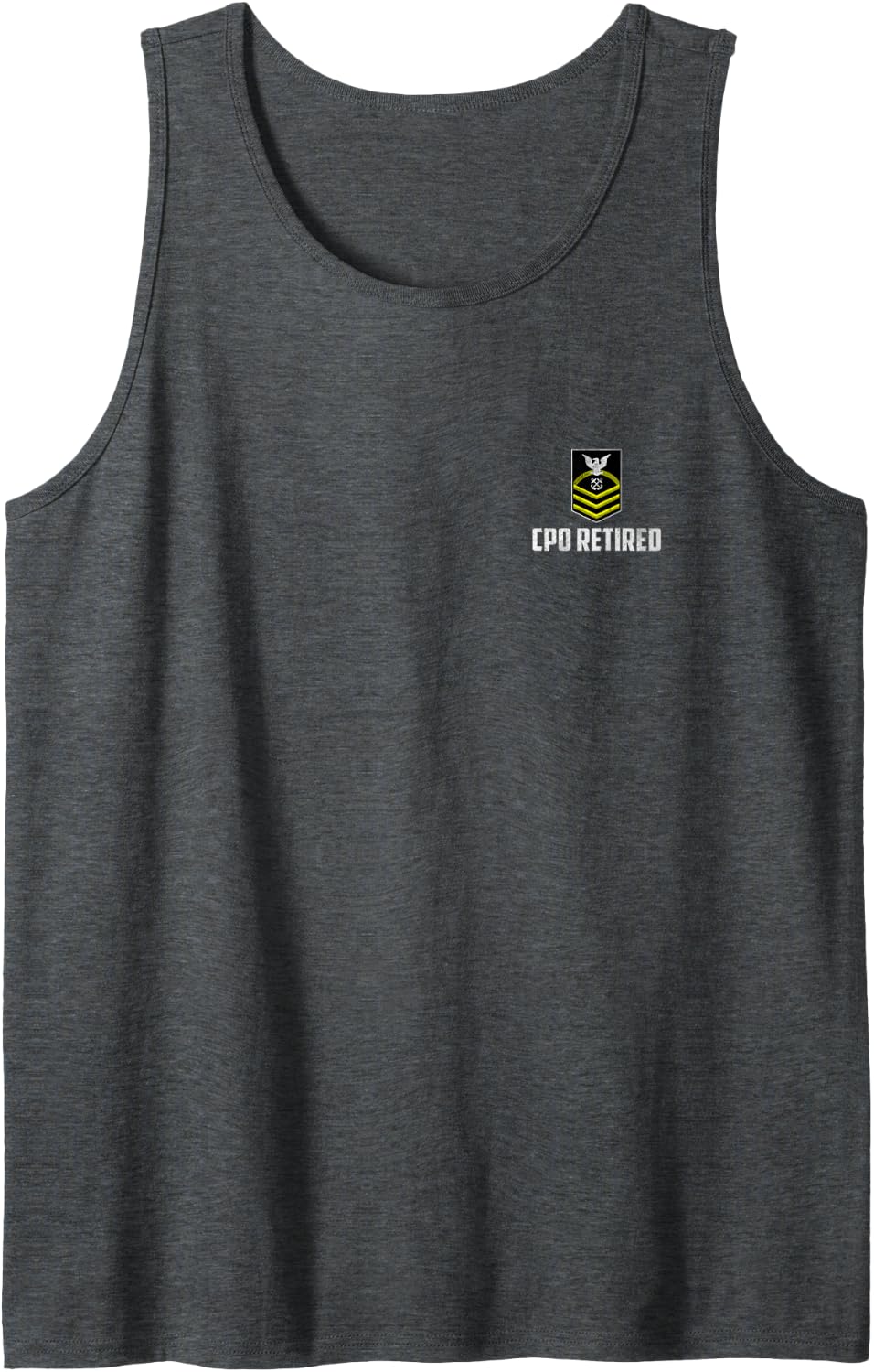 Retired E-7 Chief Petty Officer CPO Rank Insignia Logo Papa Sleeveless Tank Top - Dark Heather Grey