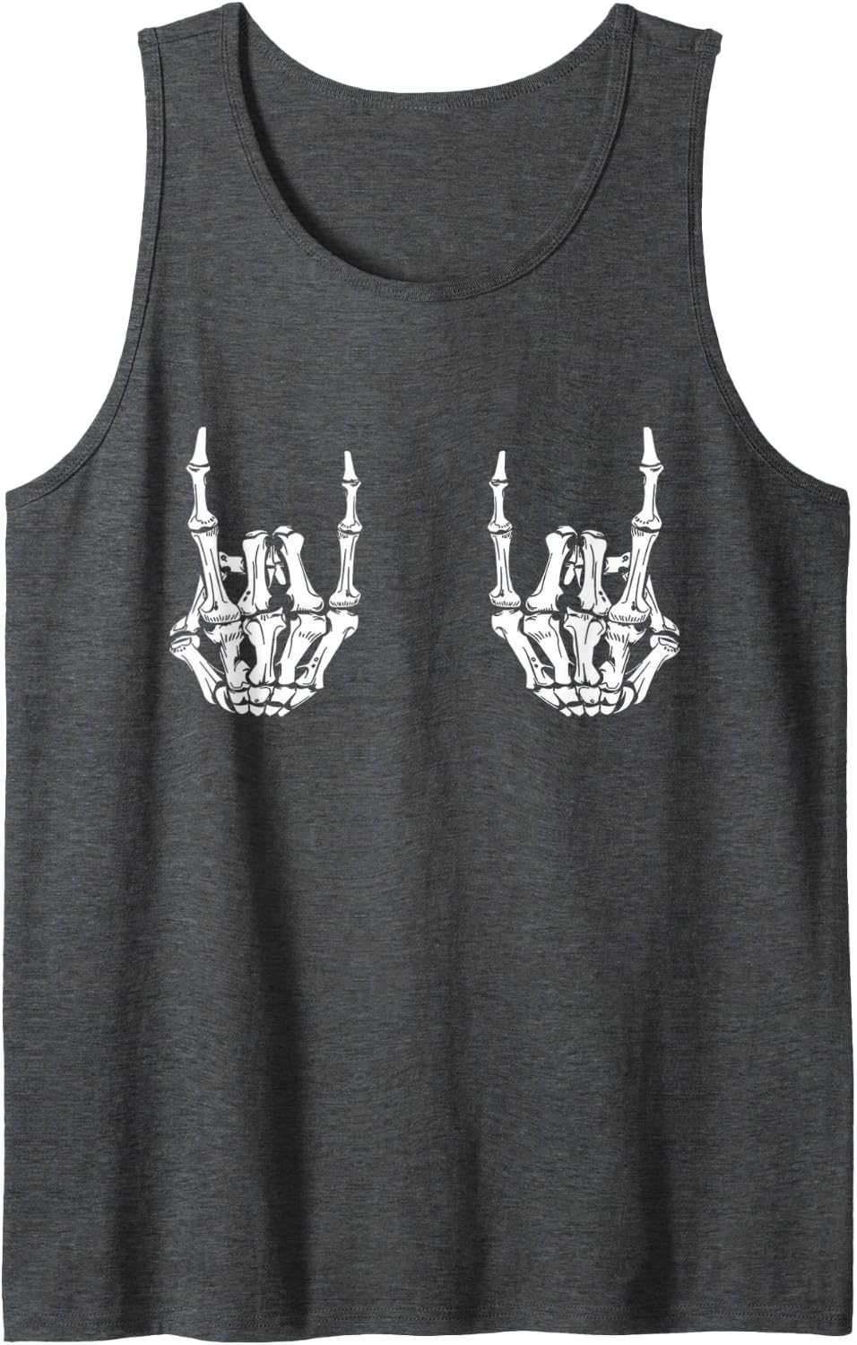 Rock On Rock Star Skeleton Hands Rocker Funny Halloween Tank Top - Dark Heather Grey