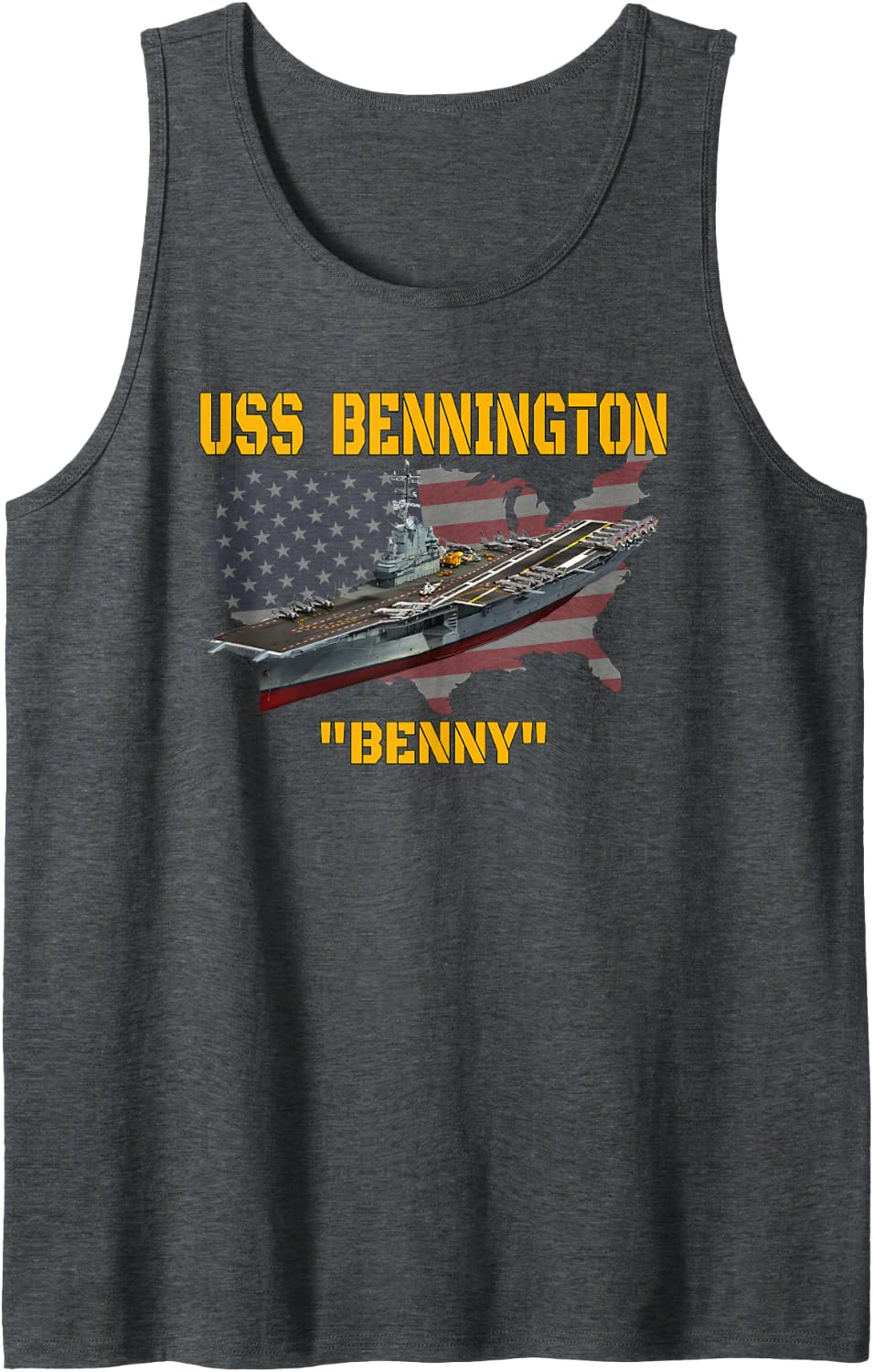 USS Bennington Aircraft Carrier Veterans Day Father Grandpa Sleeveless Tank Top - Dark Heather Grey