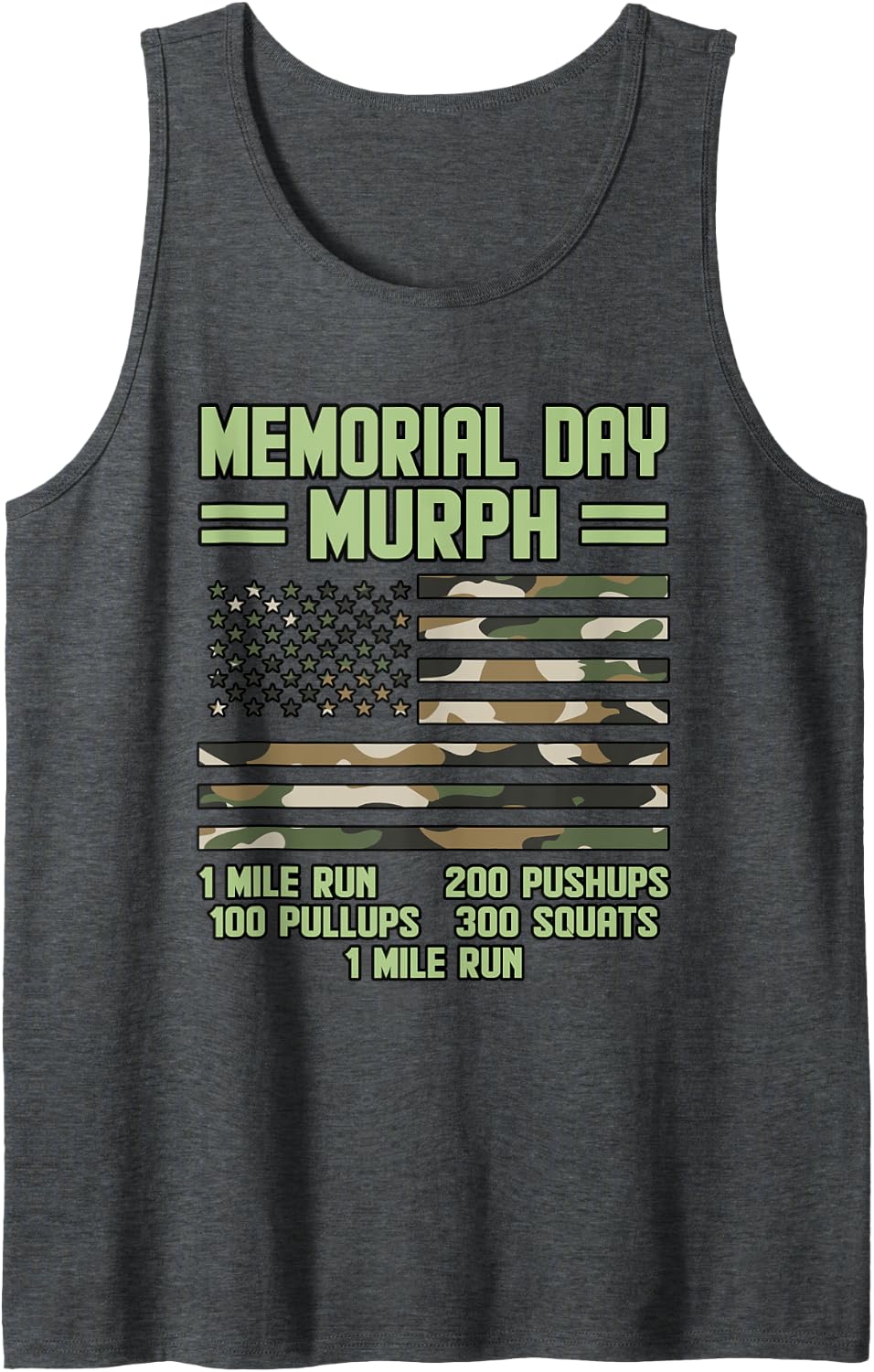 Memorial Day Murph Mile Run Veteran Graphic Tank Top - Dark Heather Grey