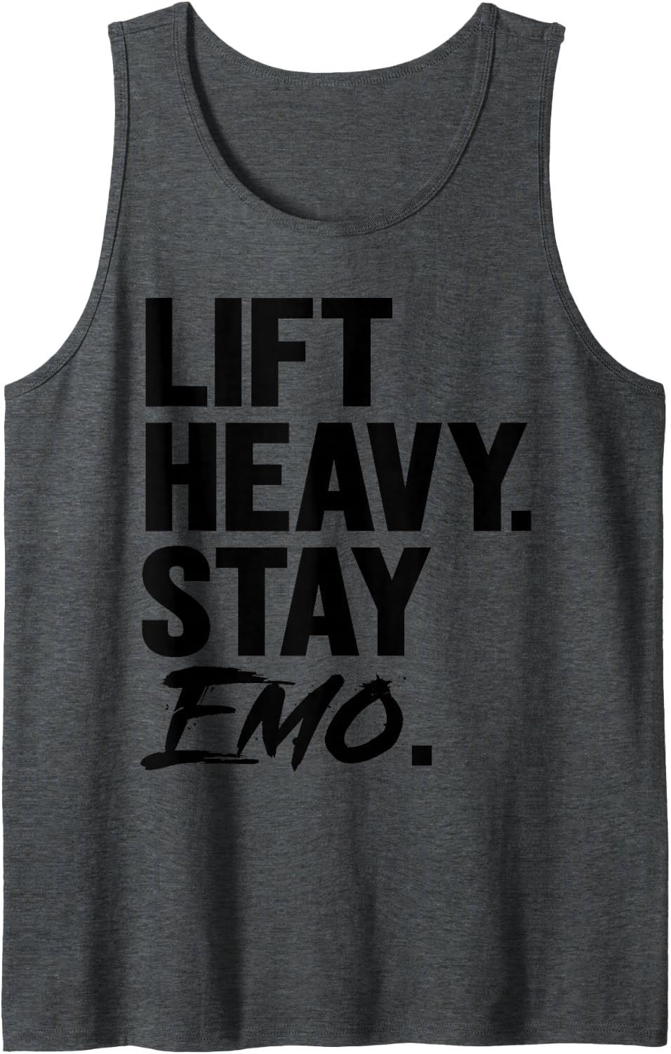 Lift Heavy Stay Emo Gym and Fitness Weightlifting Emo Lover Sleeveless Tank Top - Dark Heather Grey