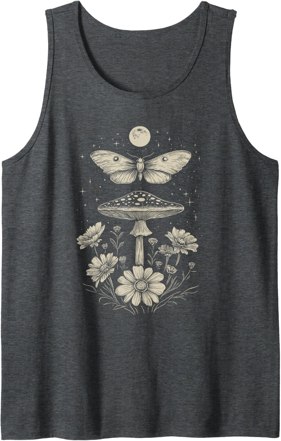 Mushroom Moth Tank Top - Dark Heather Grey
