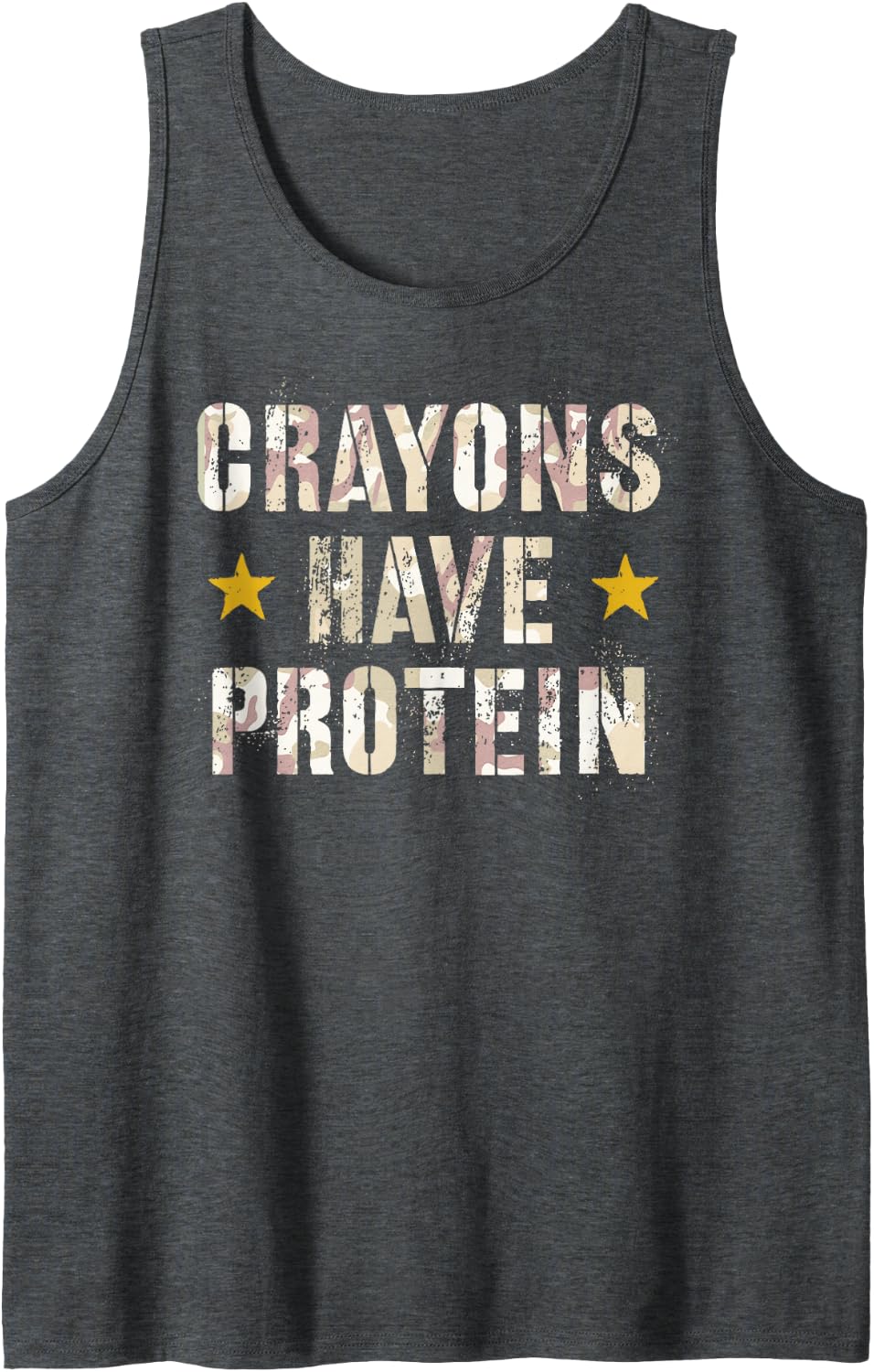 Cute Crayons Have Protein Military Squad Dog Veteran Humor Sleeveless Tank Top - Dark Heather Grey