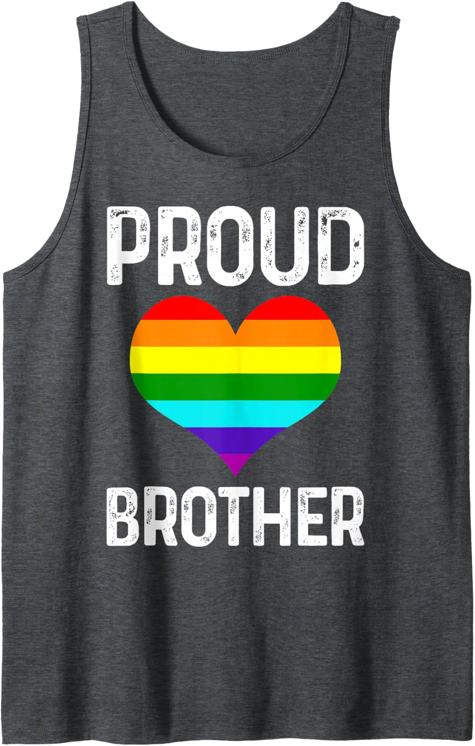 Men's Gay Pride Proud Brother LGBTQ Rainbow Flag Gay Sibling Sleeveless Tank Top - Dark Heather Grey