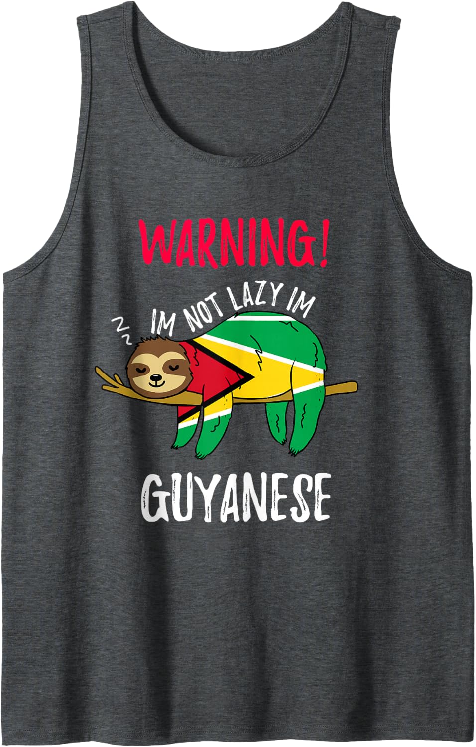 Guyana Flag Sloth Im Not Lazy Im Guyanese Sleeveless Tank Top - Dark Heather Grey