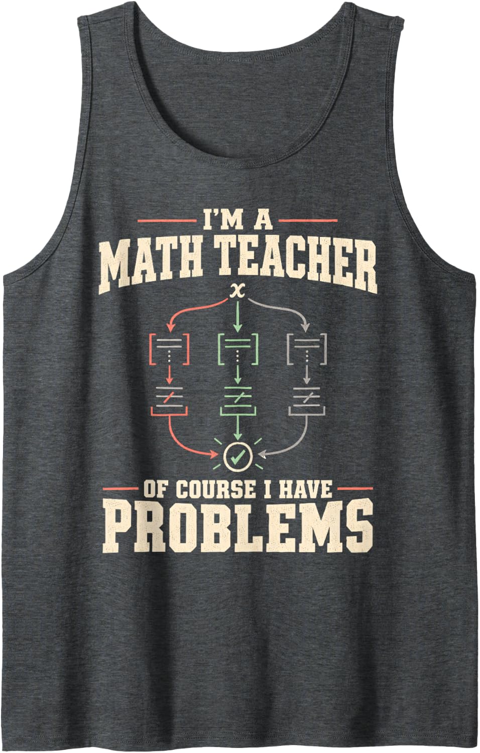 Funny I'm a Math Teacher of Course I Have Problems Education Sleeveless Tank Top - Dark Heather Grey