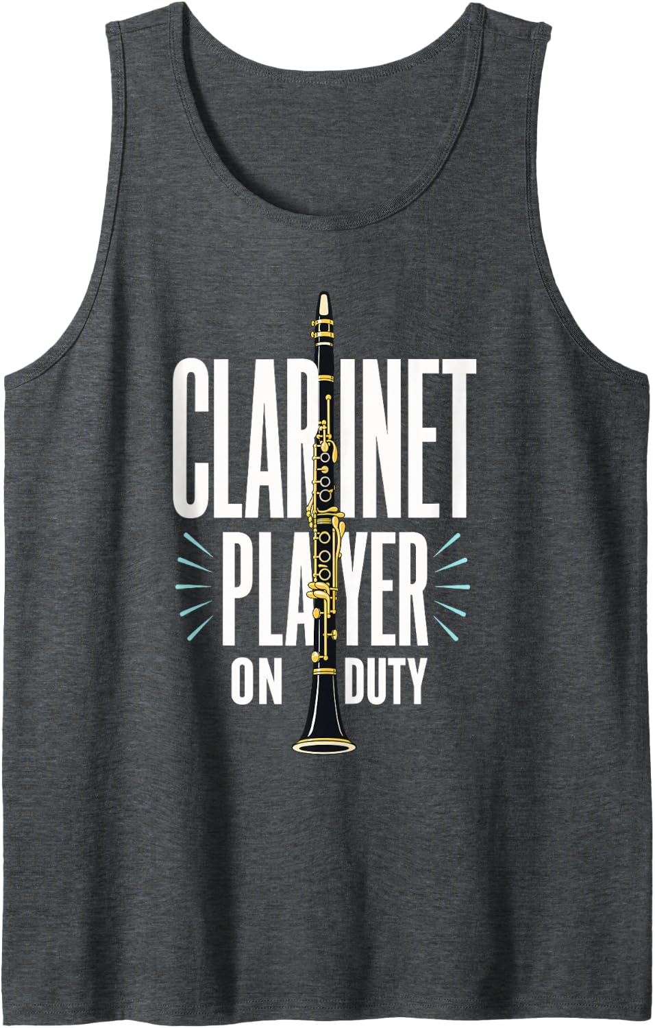 Clarinet Player On Duty Musician Band Orchestra Sleeveless Tank Top - Dark Heather Grey