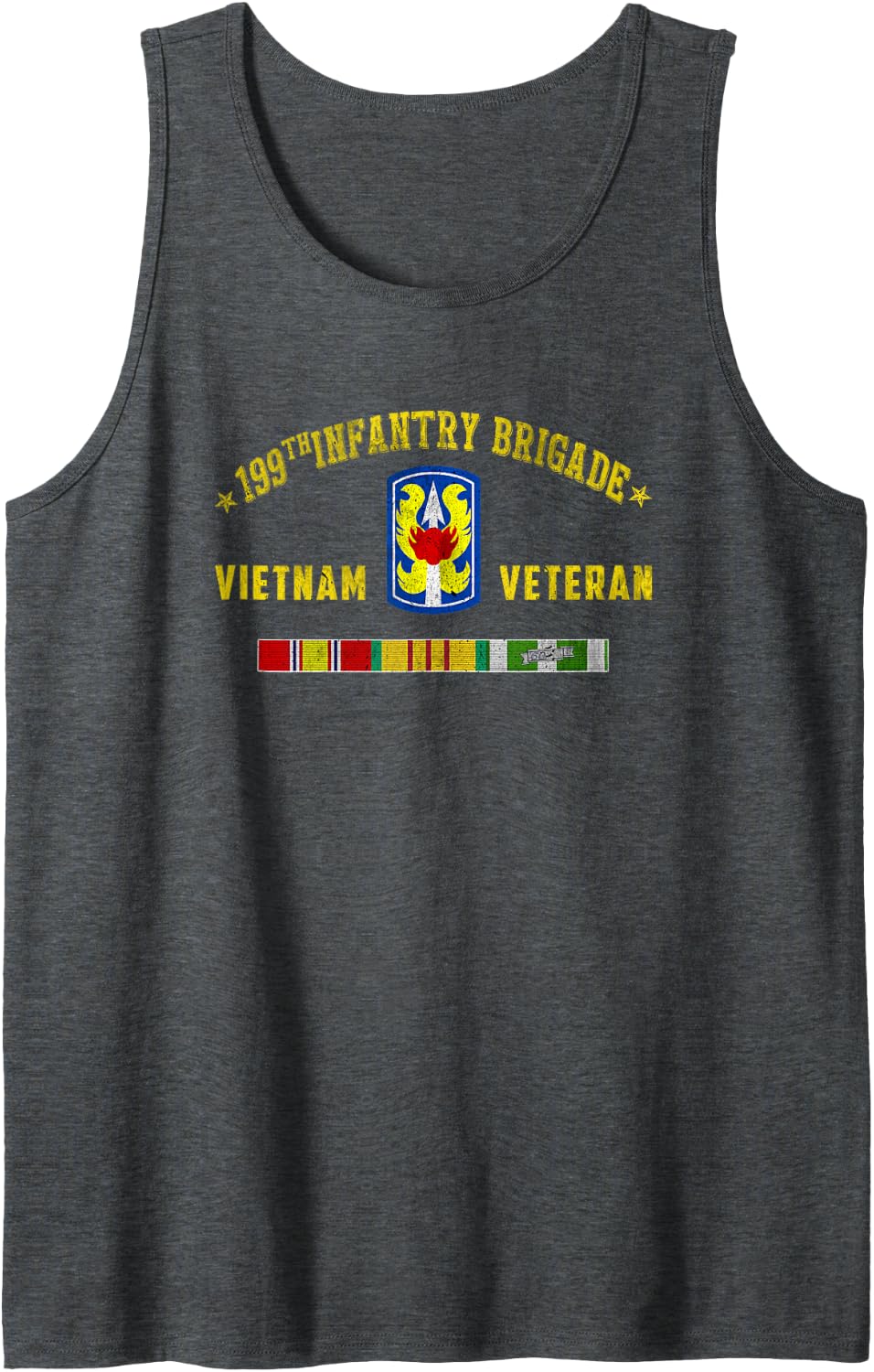199th Infantry Brigade Vietnam Veteran Military Christmas Sleeveless Tank Top - Dark Heather Grey