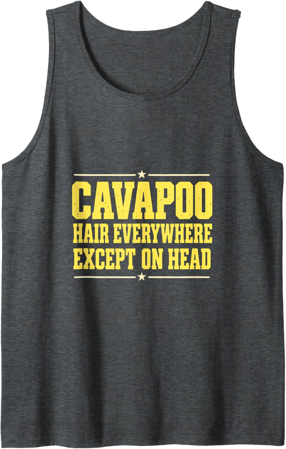 Cavapoo Hair Everywhere Except On Head Funny Dog Mom Dad Sleeveless Tank Top - Dark Heather Grey