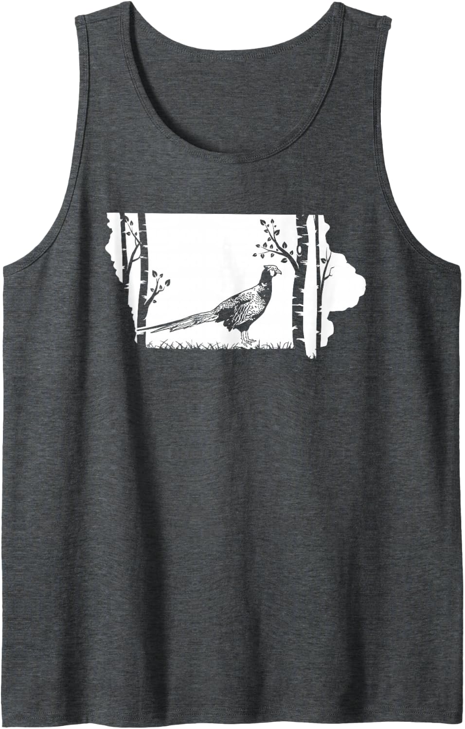 Pheasant Hunting - Iowa Map Vintage Bird Hunter Sleeveless Tank Top - Dark Heather Grey
