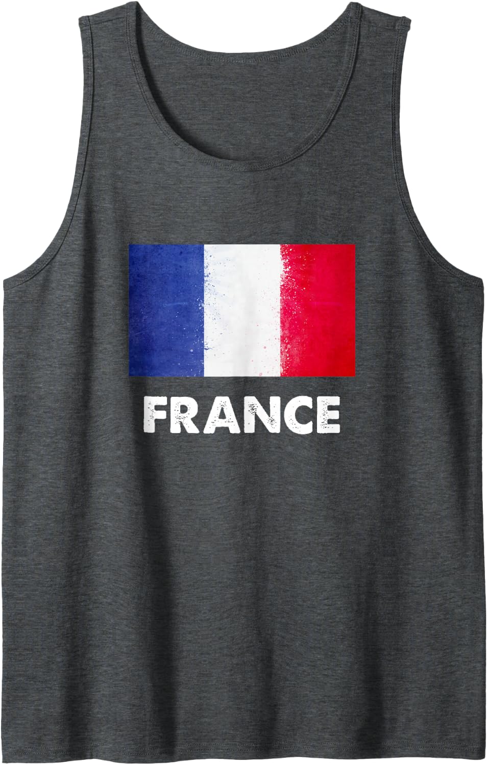 French France Flag Tank Top - Dark Heather Grey