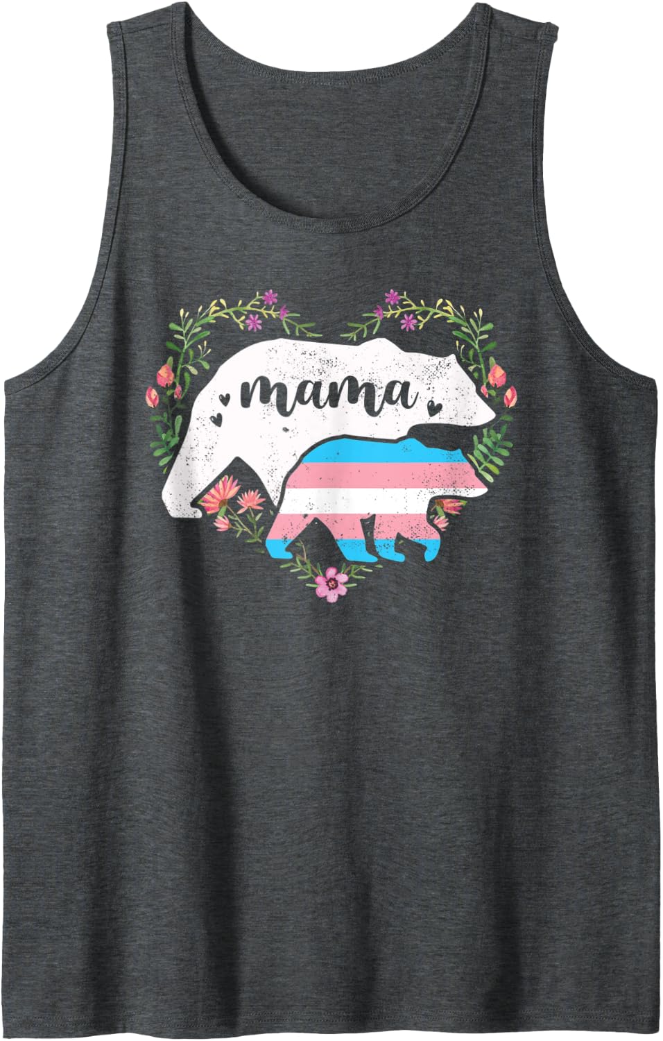 LGBTQ Mama Bear Transgender Flag Gay Equal Rights Trans Tank Top - Dark Heather Grey