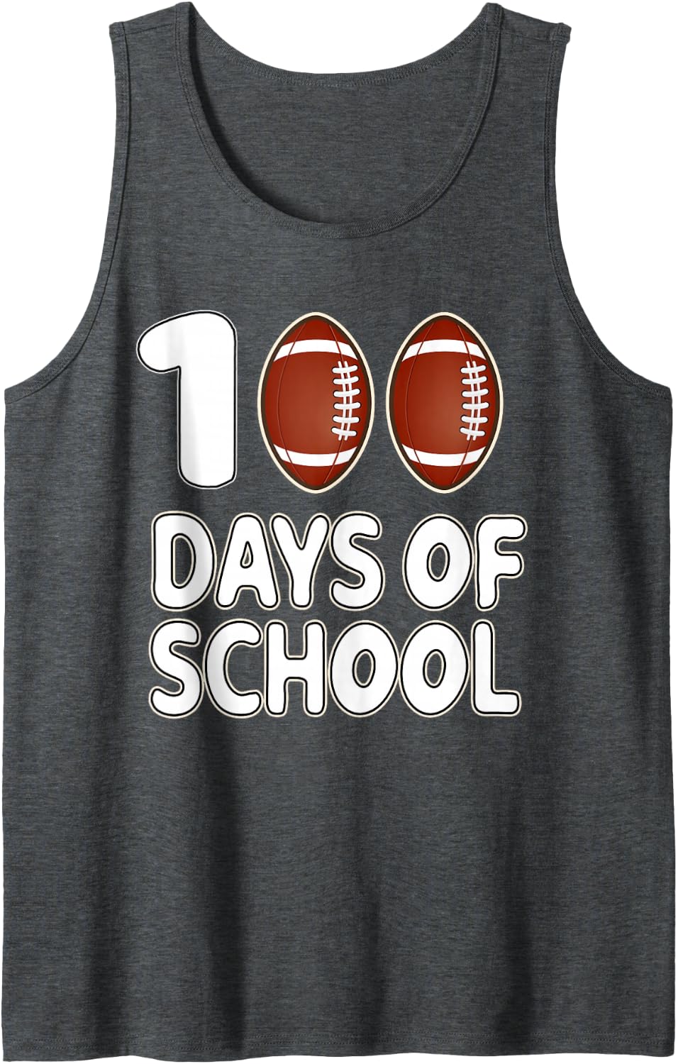 100 Days of School Football Shirt for Kids Boys 100th Day Sleeveless Tank Top - Dark Heather Grey